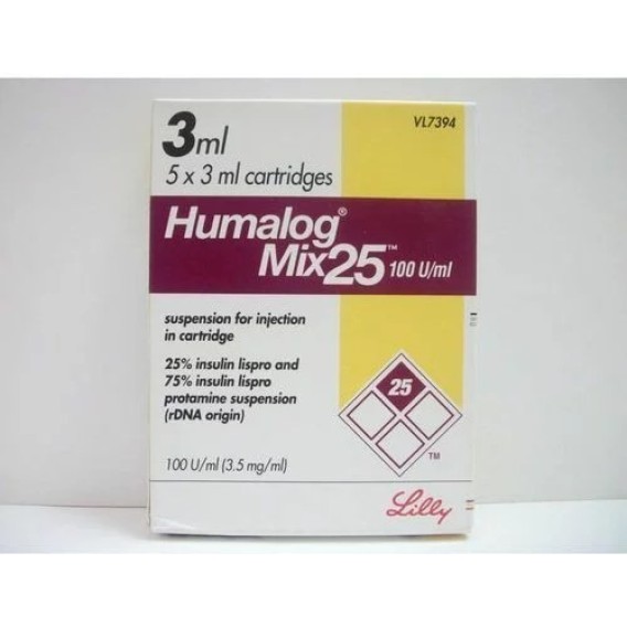 Humalog Mix 25 100IU Cartridges Eli Lilly